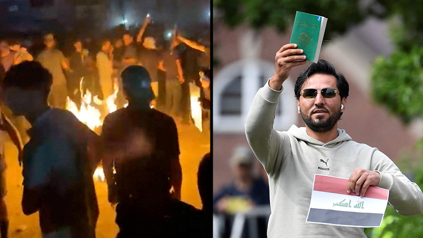 שבדיה הפגנה שטוקהולם מול שגרירות עיראק סלוואן מומיקה מבקש מקלט עיראקי בא לבזות את הקוראן