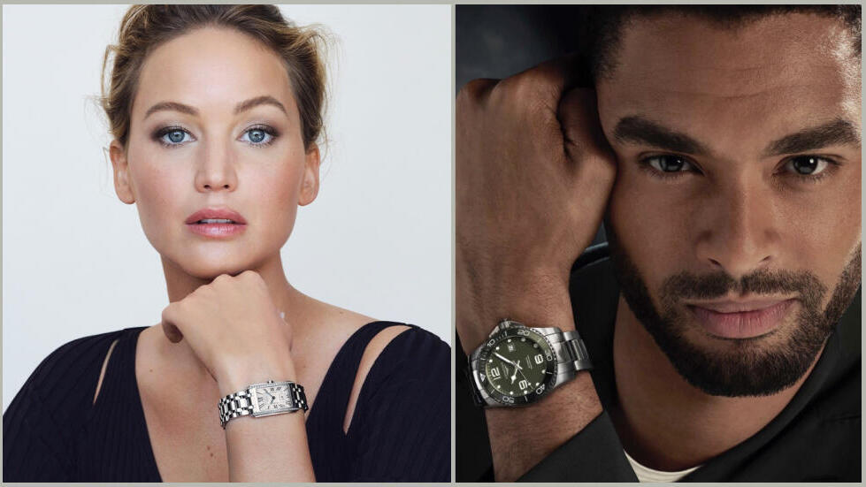 Дженнифер Лоуренс и Реге-Жан Пейдж в часах Longines 