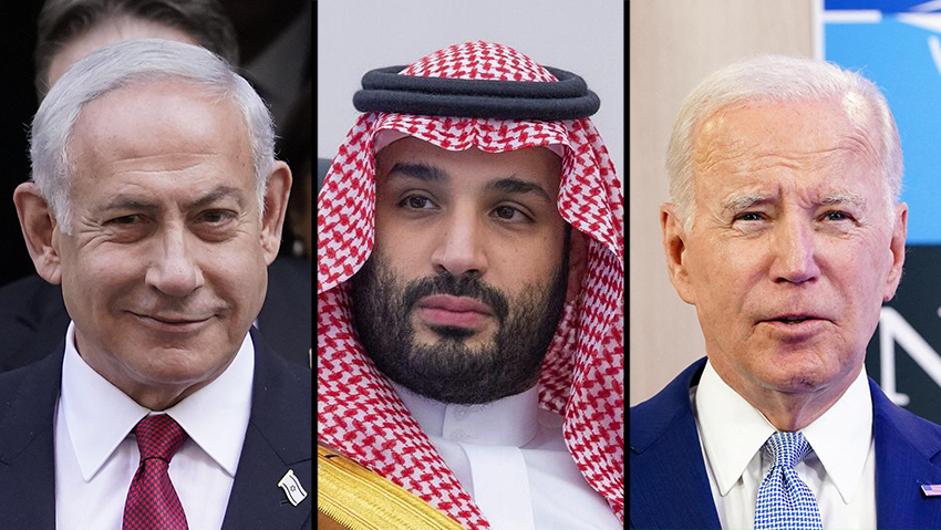Benjamin Netanyahu, Mohammed bin Salman, Joe Biden 