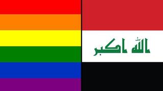 Rainbow and Iraqi flags 