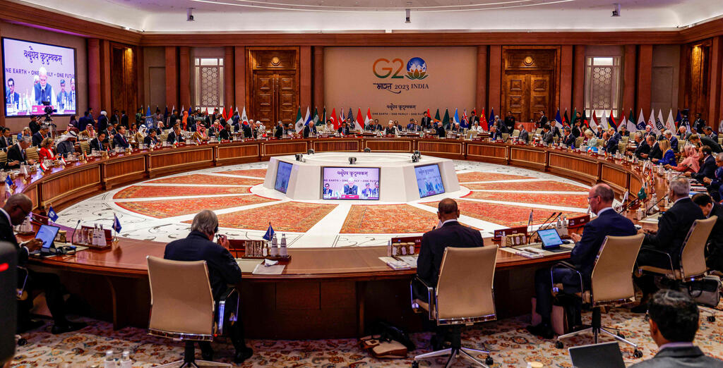 הודו בהראט ועידת ה G20 G-20 ראש ממשלת הודו נרנדרה מודי עם מנהיגי העולם
