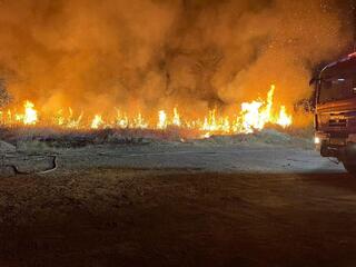 שריפה באזור פארק הירדן בסמוך לחוות חלב ודבש