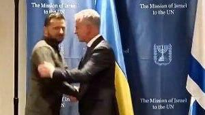 ראש המוסד דוד ברנע ונשיא אוקראינה זלנסקי באו"ם
