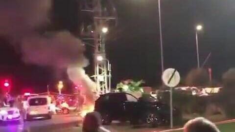 Место взрыва машины у поселка Хацав אירוע פיצוץ הרכב בצומת חצב