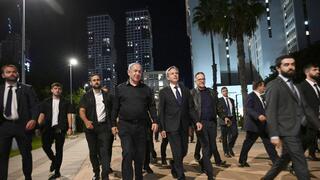 בנימין נתניהו ואנתוני בלינקן בתום הפגישה בקריה, תל אביב