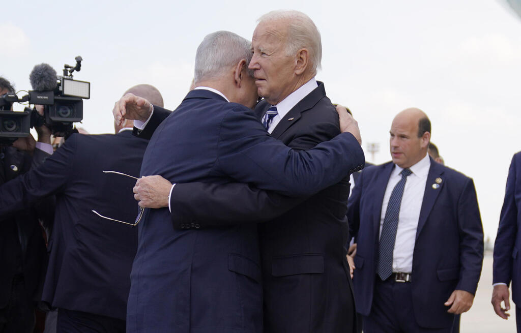 נשיא ארה"ב ג'ו ביידן עם ראש הממשלה בנימין נתניהו ב נתב"ג 