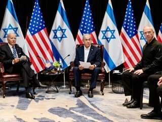 יואב גלנט, בנימין נתניהו וג'ו ביידן בביקורו של ביידן בישראל