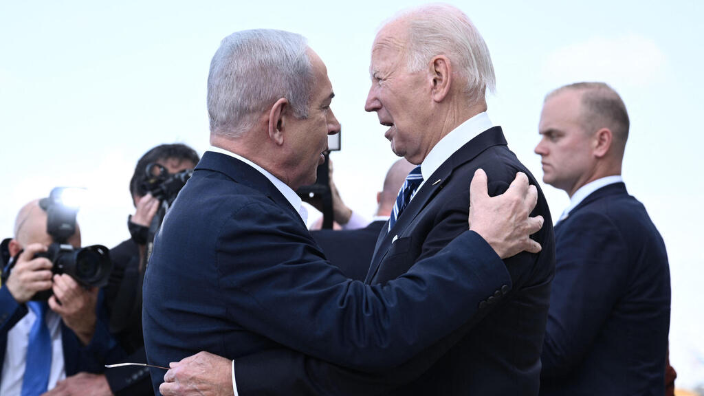 נשיא ארה"ב ג'ו ביידן עם ראש הממשלה בנימין נתניהו ב נתב"ג 