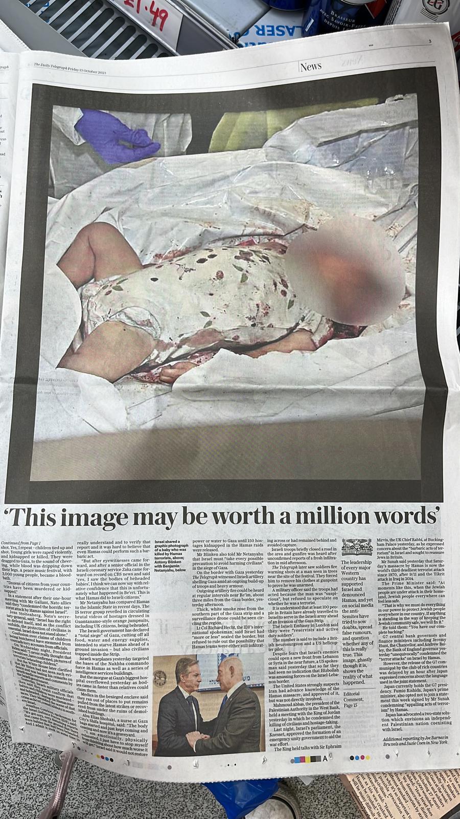 תמונת גופת התינוק שפורסמה בדיילי טלגרף