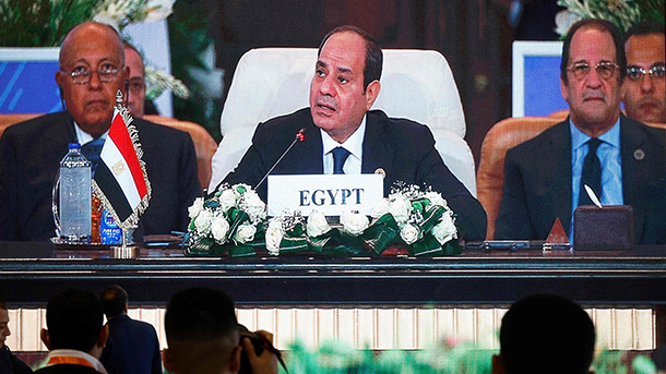 Egyptian President Abdel Fattah al-Sisi at the Cairo peace summit 