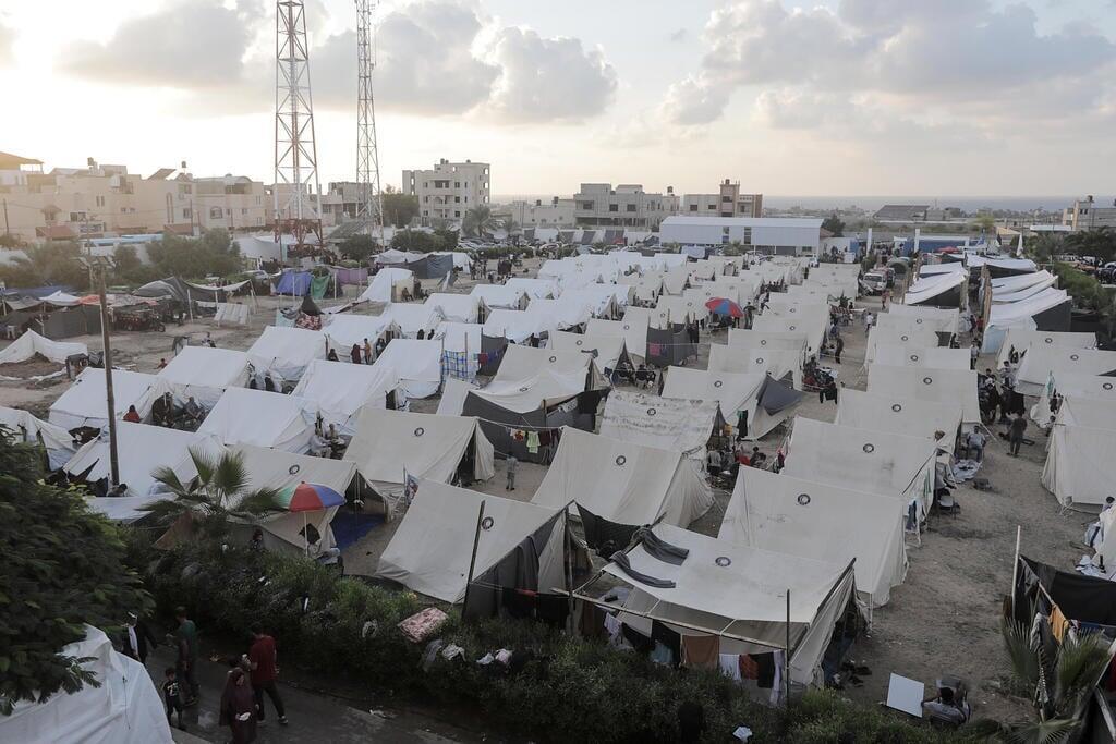 Tents prepared to house Gazans fleeing northern parts of the Gaza Strip 