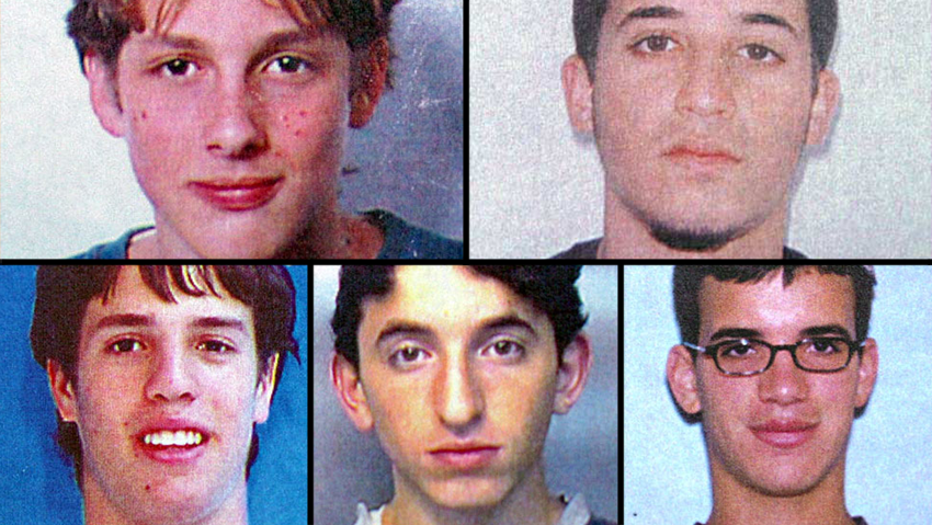 Victims of the attack on the Atzmona pre-military academy in Gush Katif in March 2002 (Photo: Reproduction by Motti Sander) חמשת ההרוגים בפיגוע בעצמונה, ב-2002