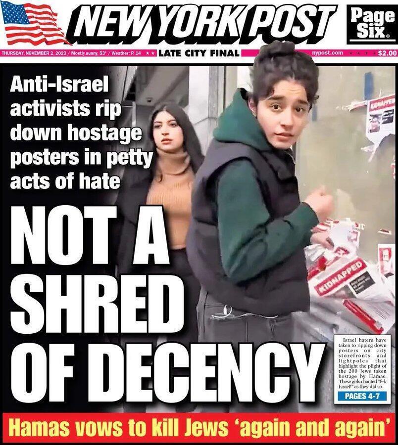 New York Post shames activists taking down hostage posters 