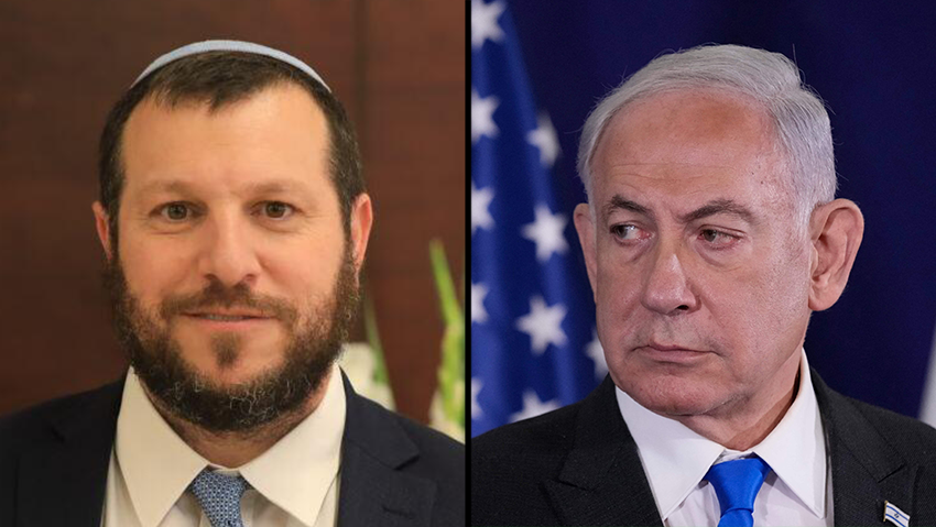 Heritage Minister Amichay Eliyahu and Prime Minister Benjamin Netanyahu 