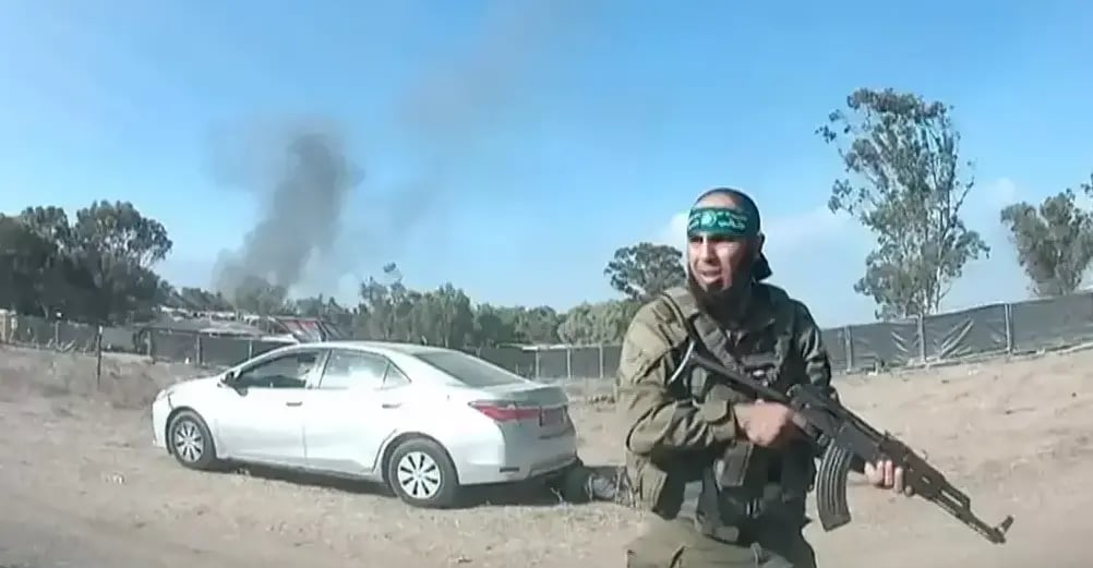 A Hamas terrorist during the October 7 massacre at the music festival in Re'im 