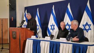 מסיבת עיתונאים של ראש הממשלה בנימין נתניהו, שר הביטחון יואב גלנט ובני גנץ