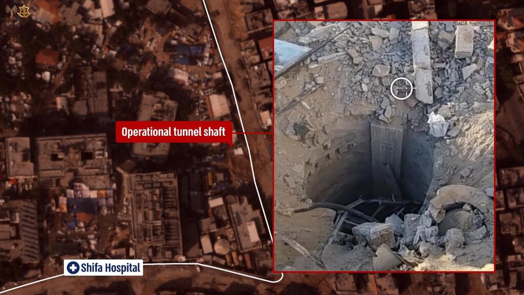 Terror tunnel shaft uncovered by IDF forces in Gaza City's Al Shifa hospital complex 