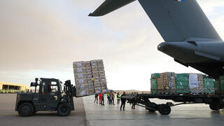 סיוע המוניטרי צרפתי לעזה, בנמל התעופה באל-עריש בסיני