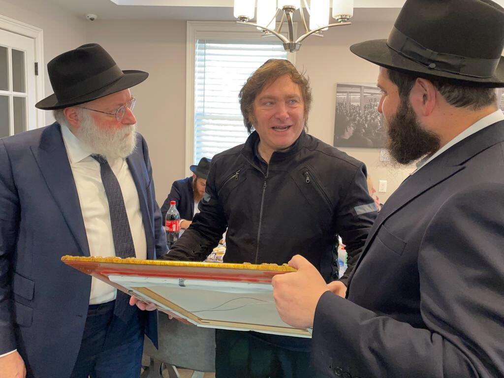 Argentinian President-elect Javier Milei with Chabad rabbis