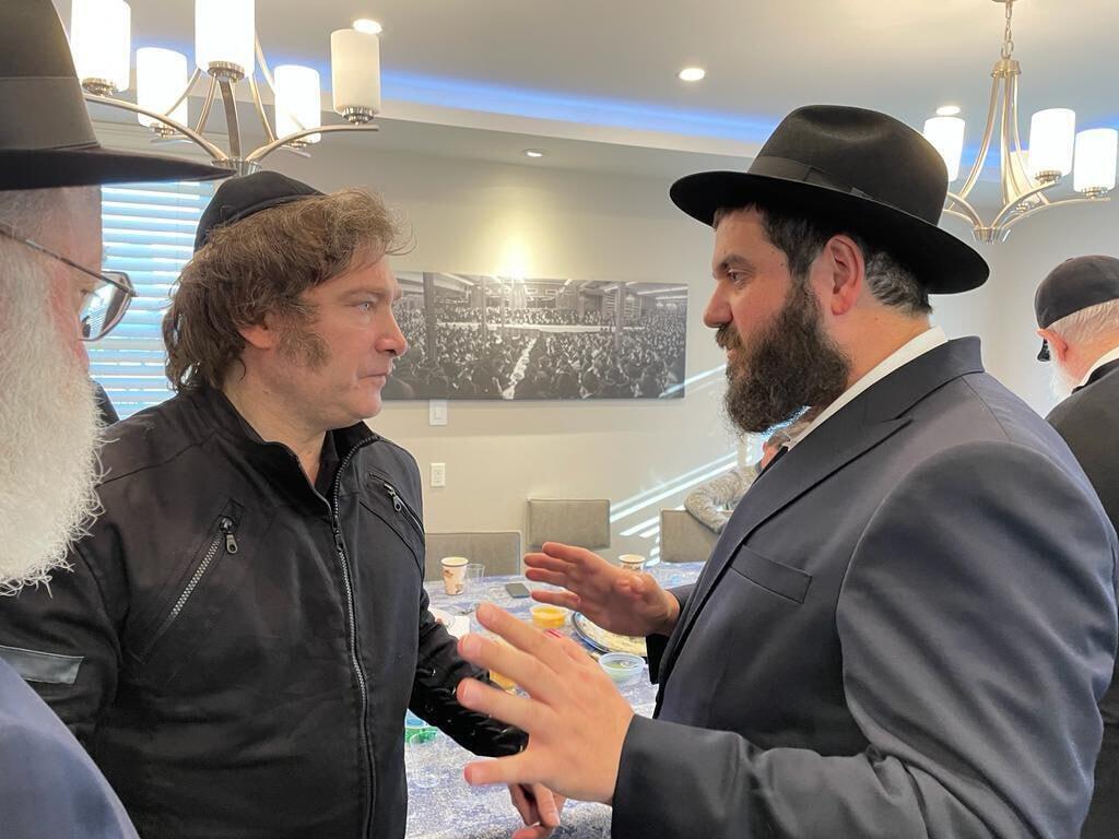 Argentinian President-elect Javier Milei with Chabad rabbis