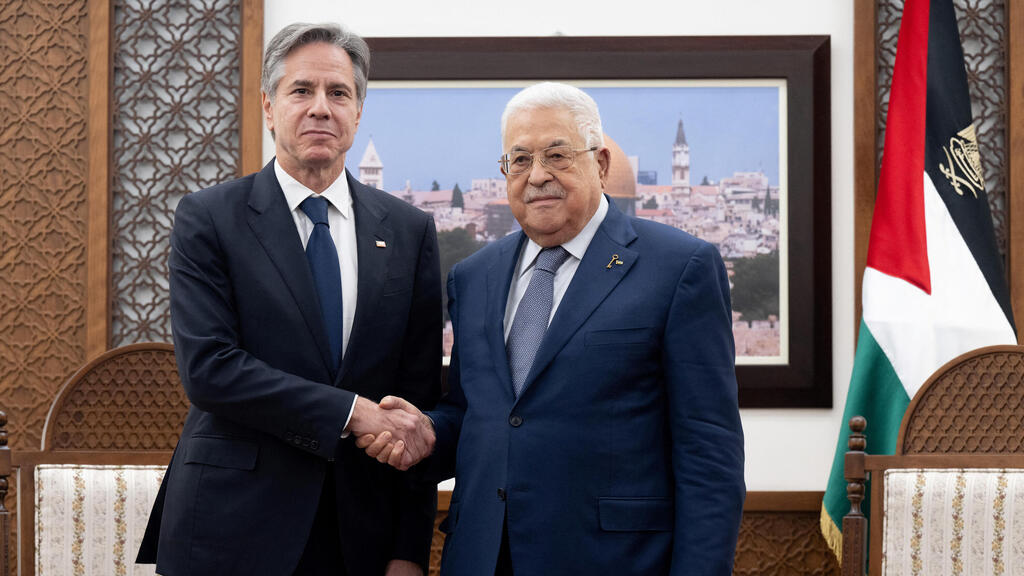 אבו מאזן פגישה עם מזכיר המדינה של ארה"ב אנתוני בלינקן ברמאללה