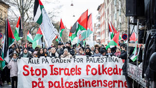 מפגינים פרו פלסטינים בקופנהגן דנמרק  
