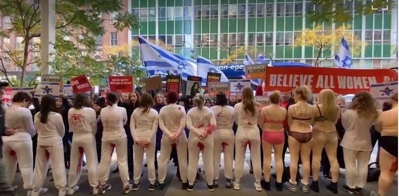 Women protest outside UN after silence over Hamas rapes 