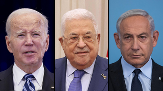 Joe Biden, Mahmoud Abbas, Benjamin Netanyahu 