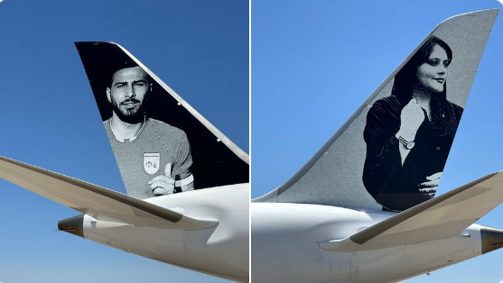 "מטוס הסולידריות" של אנריק פיניירו, לפני מחיקת הדיוקן