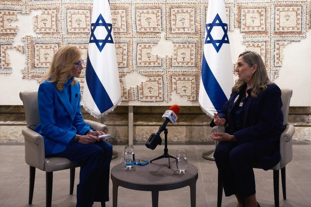 The Media Line's Felice Friedson and Israeli first lady Michal Herzog, at the President's Residence in Jerusalem, Jan. 2, 2024 