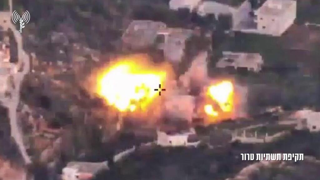 תיעוד: מטוסי הקרב של חיל האוויר תוקפים מתחמים צבאיים ותשתיות טרור של חיזבאללה בלבנון