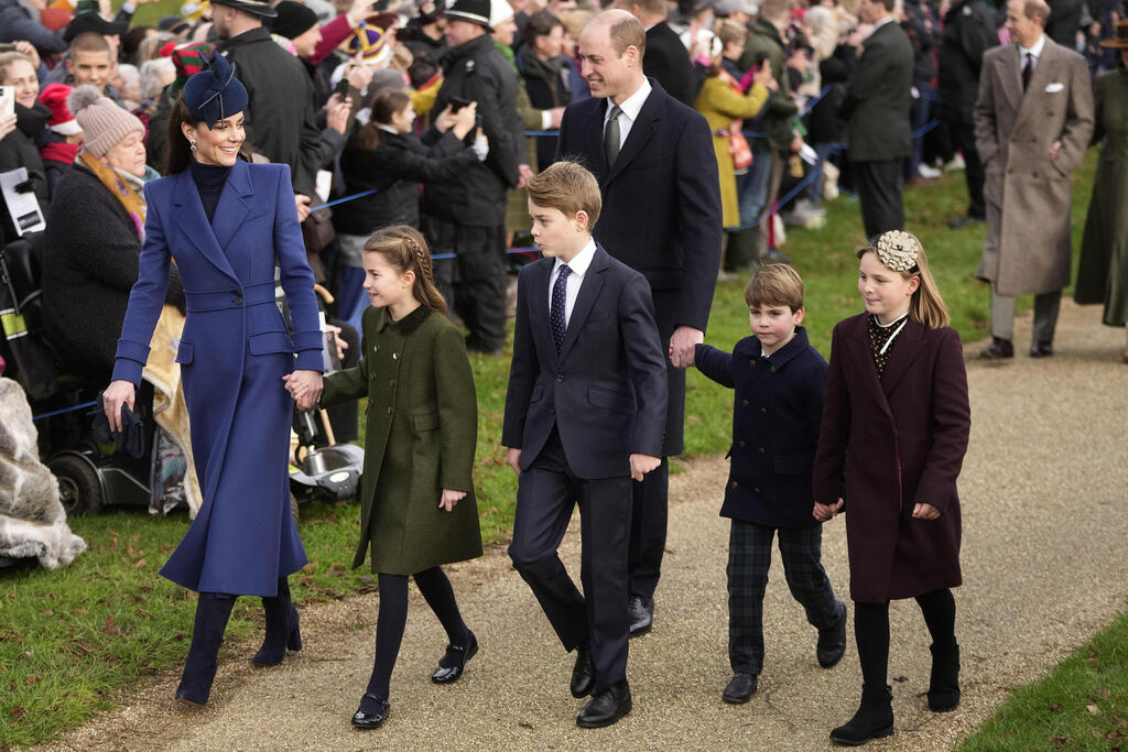 The Princess and Prince of Wales with their children arrive to attend the Christmas day service at St Mary Magdalene Church in Sandringham