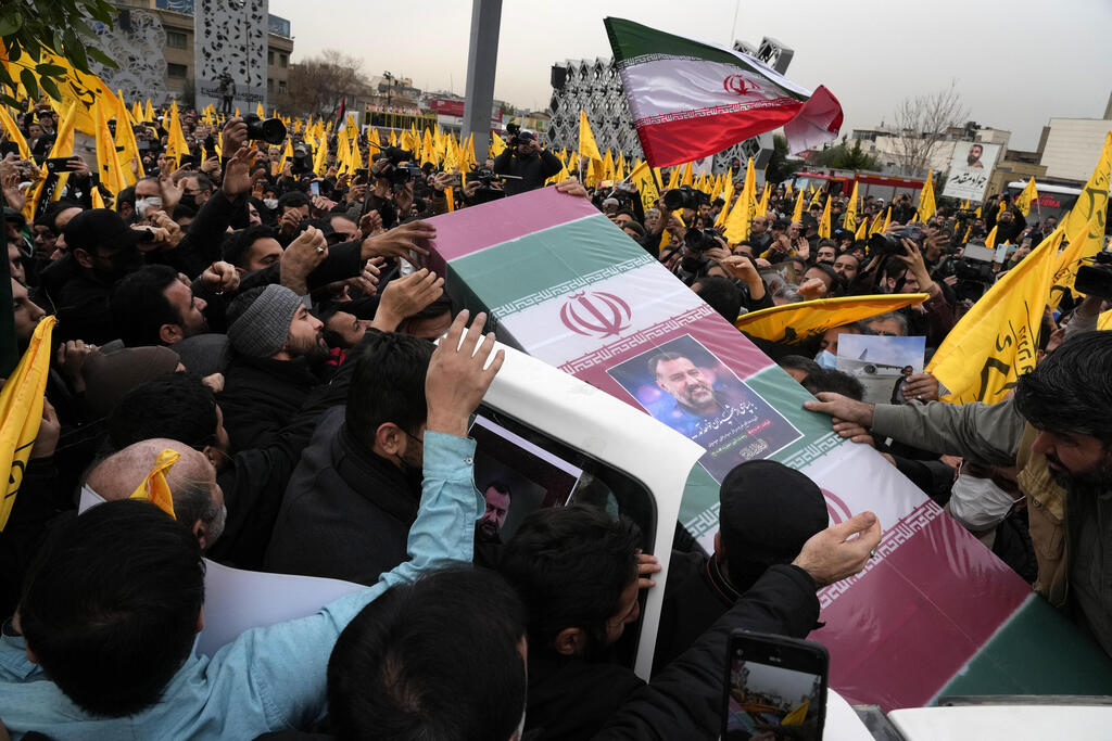 Funeral of senior member of the IRGC Reza Mousavi killed in Syria in a strike attributed to Israel 