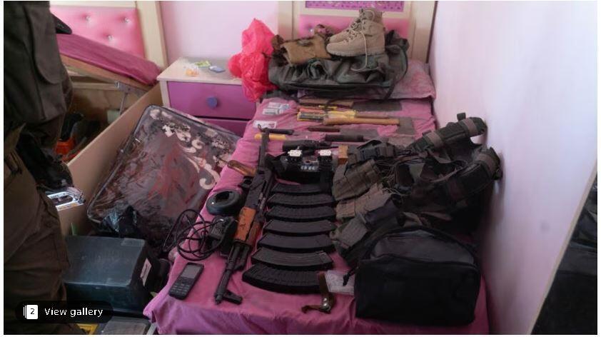 Weapons found by troops in a little girl's bedroom in Gaza 