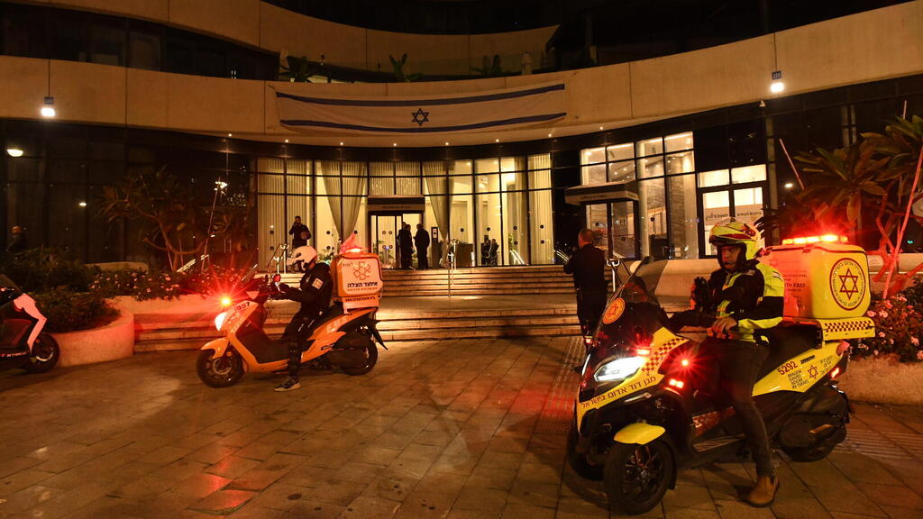 The scene of the murder on Menachem Begin Street in Tel Aviv