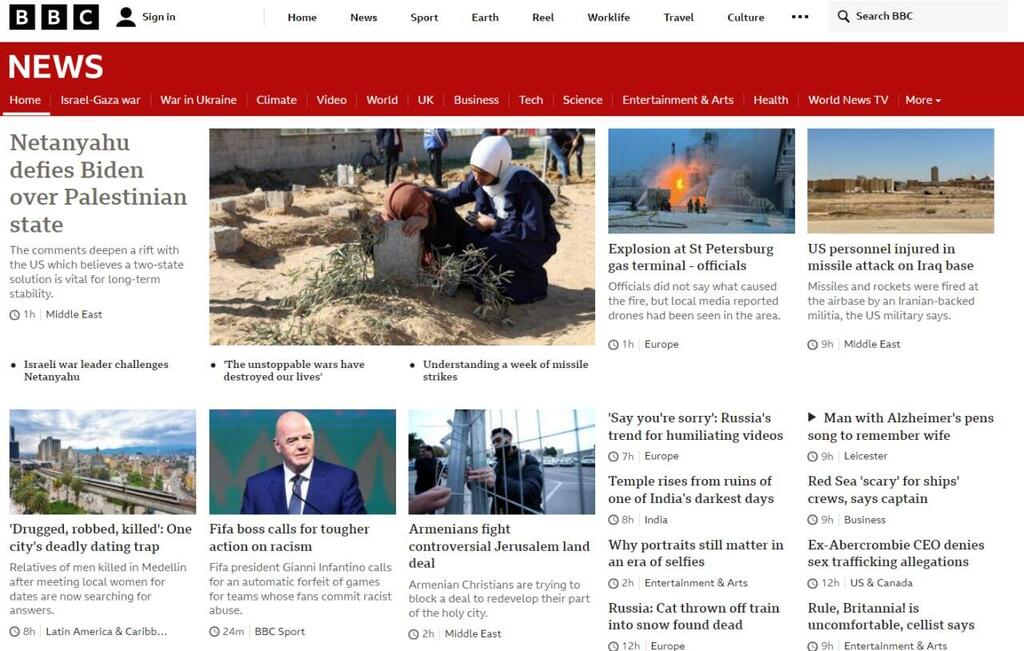 דיווח ב- BBC על העימות בין נתניהו ל ביידן סביב מדינה פלסטינית