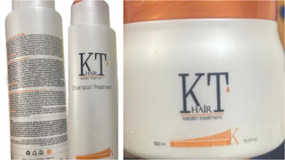 Шампунь  и маска для выпрямления волос KT Hair Keratin Treatment, не получившие одобрение минздрава на использование 
