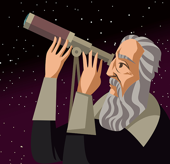 Galileo Galilei observes distant objects