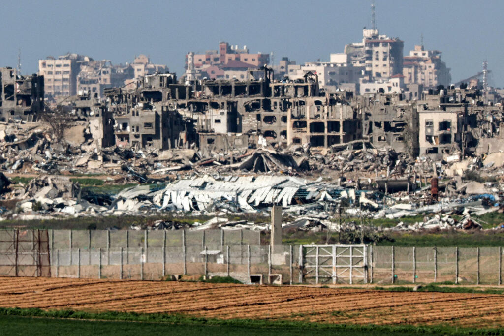 Destruction in Gaza seen from the Israeli border 