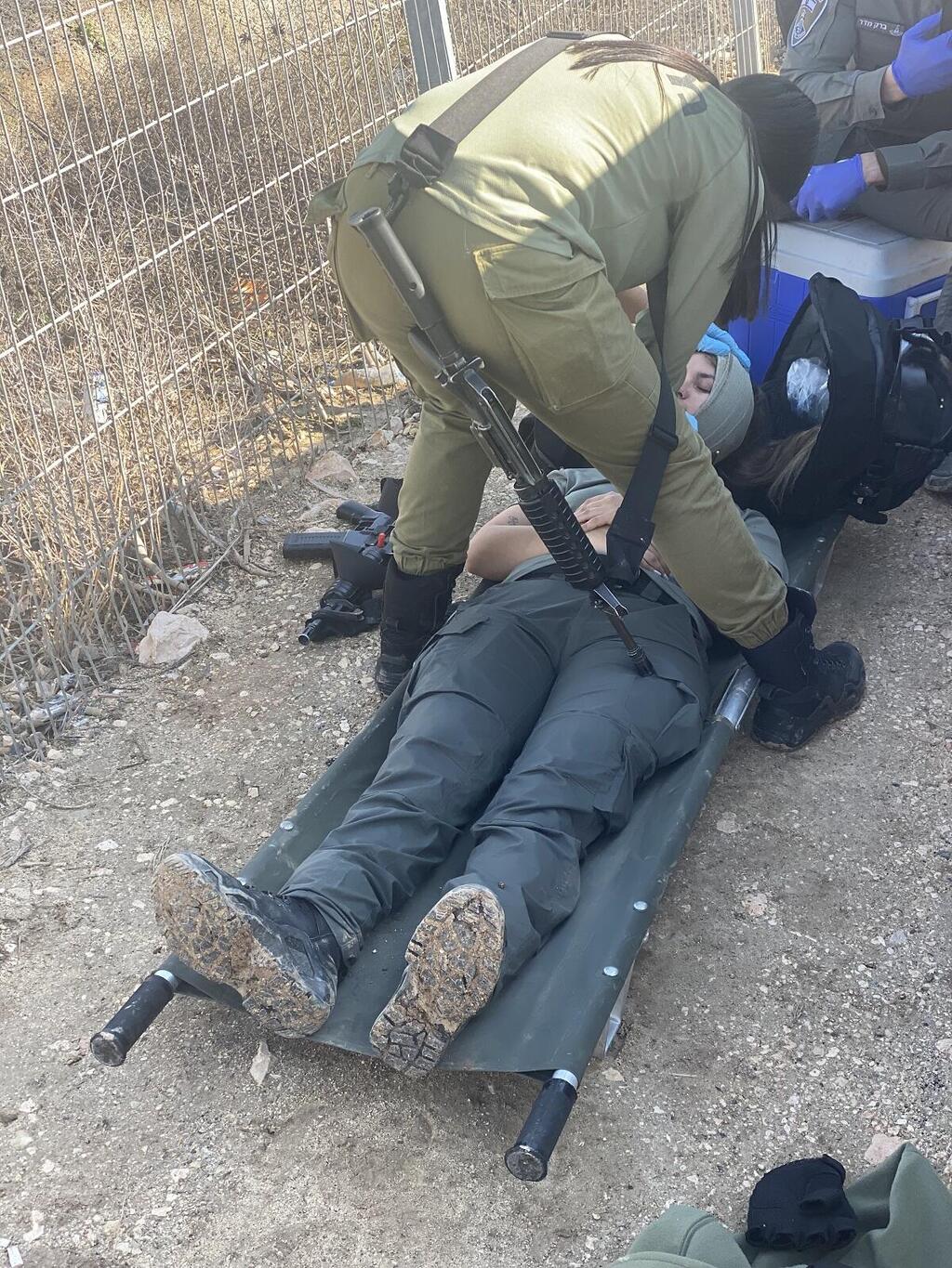 Border Police officers practicing first aid
