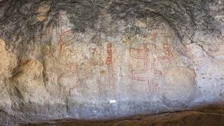 האיורים דמויי המסרק באתר אמנות הסלע Cueva Huenul 1 שבצפון-מערב פטגוניה