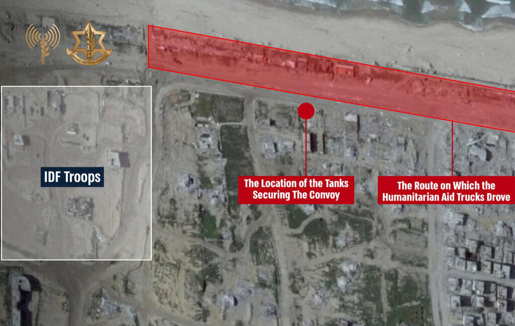 An aerial image of the area of the convoy incident