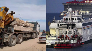 ספינת סיוע של ארגון מ ספרד  Open Arms מחכה ב  נמל לרנקה קפריסין לצאת ל עזה
