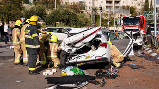 תאונת דרכים בירושלים בין 4 כלי רכב ברחוב גולומב