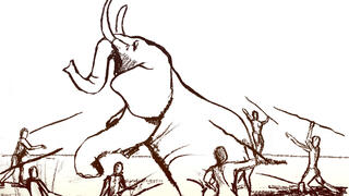 שחזור של ציד פילים באמצעים חניתות