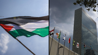 כינוס העצרת הכללית של האו"ם דגלים במטה האו"ם בניו יורק כולל דגל ישראל