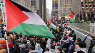 מוחים פרו-פלסטינים בהפגנה במנהטן
