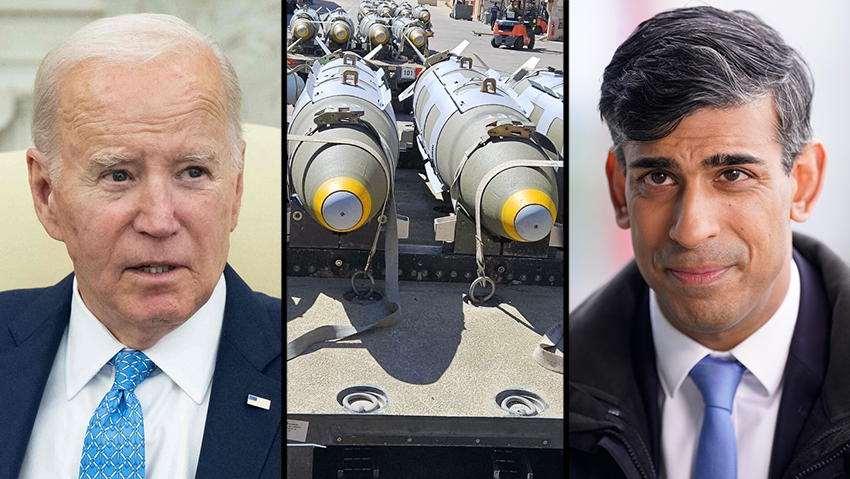  US President Joe Biden and UK Prime Minister Rishi Sunak differ in their opinions of arms sales to Israel
