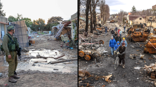 כפר עזה, תמונות השנה 2022 אזרחים חוזרים לעיירה השרופה בוצ'ה ב אוקראינה אחרי הכיבוש והטבח