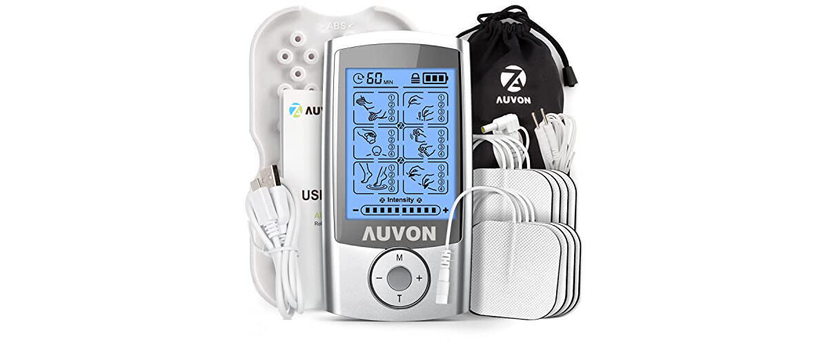 AUVON TENS Unit Muscle Stimulator Machine with Electrode Pads
